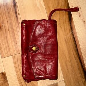 Frye Red Leather Wristlet Clutch